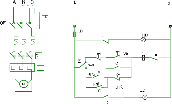 水位控制信號控制補水泵的電氣原理圖